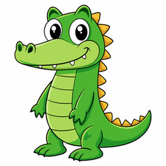 crocodile cartoon isolated on white, crocodile vector illustration, Pet vector art, crocodile silhouette, Animal icon, crocodiles line art, eps