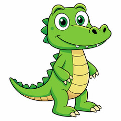 crocodile cartoon isolated on white, crocodile vector illustration, Pet vector art, crocodile silhouette, Animal icon, crocodiles line art, eps