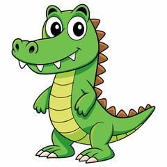 Fototapeta premium crocodile cartoon isolated on white, crocodile vector illustration, Pet vector art, crocodile silhouette, Animal icon, crocodiles line art, eps