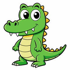 crocodile cartoon isolated on white, crocodile vector illustration, Pet vector art, crocodile silhouette, Animal icon, crocodiles line art, eps