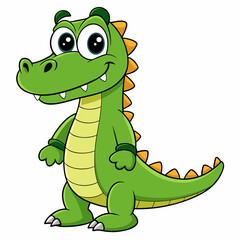 Fototapeta premium crocodile cartoon isolated on white, crocodile vector illustration, Pet vector art, crocodile silhouette, Animal icon, crocodiles line art, eps