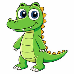 crocodile cartoon isolated on white, crocodile vector illustration, Pet vector art, crocodile silhouette, Animal icon, crocodiles line art, eps