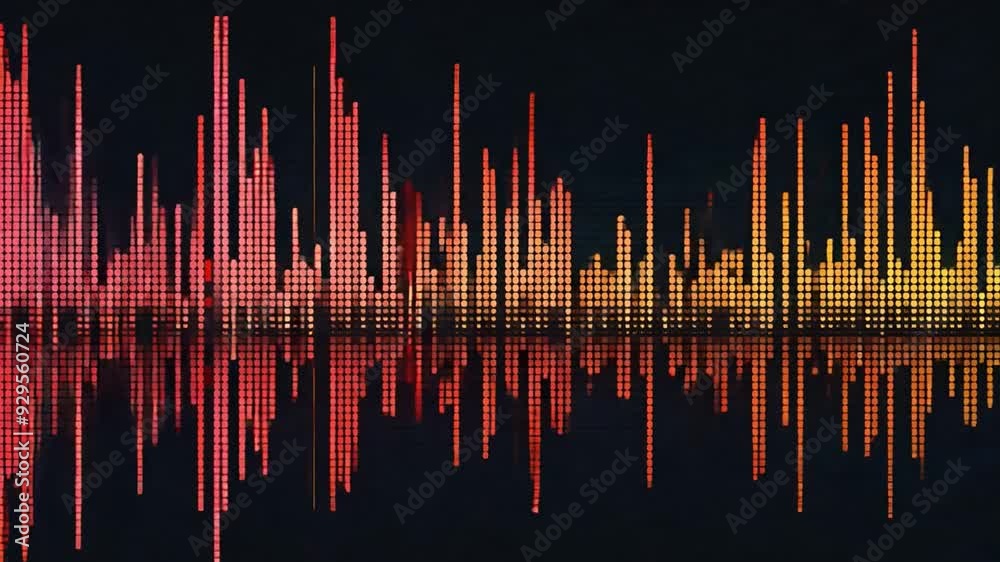 Poster This artwork showcases an abstract representation of soundwaves, highlighting varying audio frequencies with vivid colors and sharp contrasts.