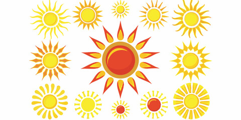 Sun and Sunshine Vector Icons Set