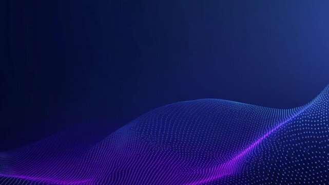 Abstract gradient particle waves seamlessly flowing with soft light and bokeh. Fucsia and blue digital waves. Technology, engineering, science and artificial intelligence background. 4k loop.