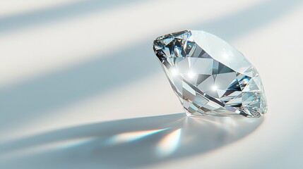 a diamond on a white background, showcasing the gem's intricate facets and brilliant sparkle. The clarity and precision highlight the diamond's cut and quality, set against a clean, neutral backdrop.