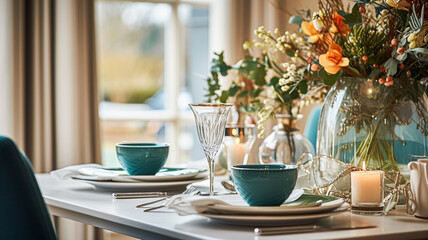 Christmas holiday family breakfast, table setting decor and festive tablescape, English country and home styling inspiration
