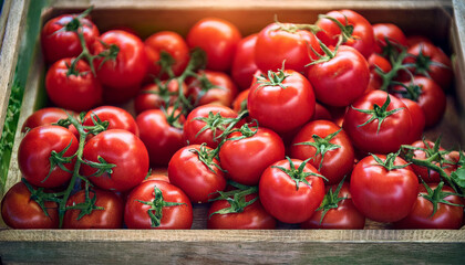 Tomato background, Top view of vibrant, fresh tomatoes clustered together as a colorful background, showcasing the natural beauty and texture of ripe tomatoes in vegetable food background