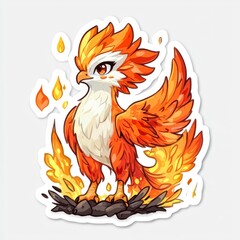 Cute Phoenix Bird in Flames