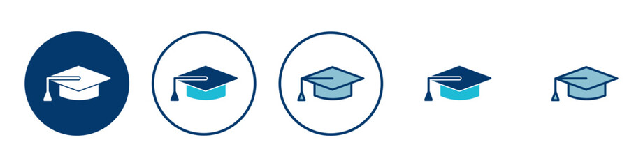 Education icon vector isolated on white background. Graduation cap icon. Graduate. Students cap