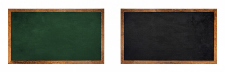Blackboard with Brown Wooden Frame on White Background