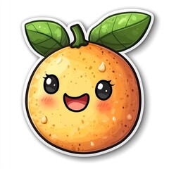 Obraz premium Cute Cartoon Orange with Smiling Face