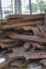 pile of rusty old iron chunks from railway sleepers