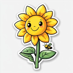 Cartoon Sunflower With a Bee