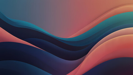 Obraz premium abstract background featuring a smooth gradient from deep ocean blue to vibrant coral pink, with subtle waves and flowing lines to evoke a sense of calm and serenity