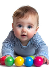 Obraz premium baby child playing with colorful ball, PNG files, transparent background