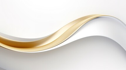 Abstract white and gold curved lines, minimalist design.
