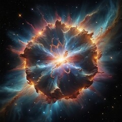 Supernova Explosion: A depiction of a supernova explosion creating a bright, expansive nebula.