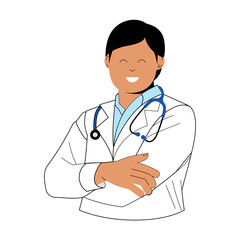 Fototapeta premium Smiling male doctor worker character Vector