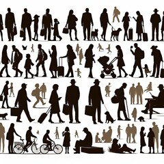 Fototapeta premium illustration isolated people silhouettes set