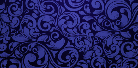 seamless pattern with swirls dark blue colors floral ornamental designs Can be used for wallpaper, pattern fills, web pages backgrounds, surface textures, book covers, fabrics printing, textiles tiles