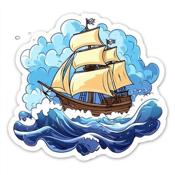 recommend clip art: Cartoon Pirate Ship Sailing Through Stormy Seas