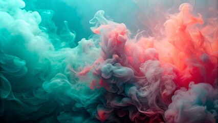 Obraz premium Aqua Marine, Coral Pink, abstract and Sabstract and smoke fluid,labstract andscape Gradient Texture Smoke