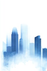 Fototapeta premium Blue city buildings on white background
