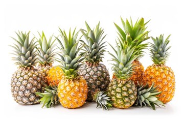 Fototapeta premium Fresh Pineapples on White Background.