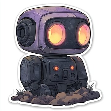purple robot with glowing eyes clip art preview