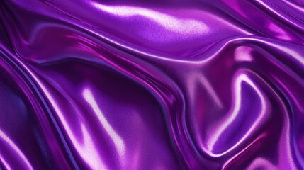 Obraz premium A close-up of smooth, shiny purple fabric with flowing textures.