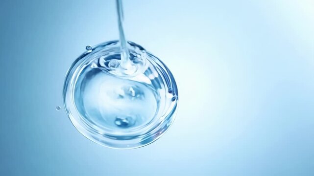 An overhead shot of a drop of serum landing on the skin and immediately melting in.