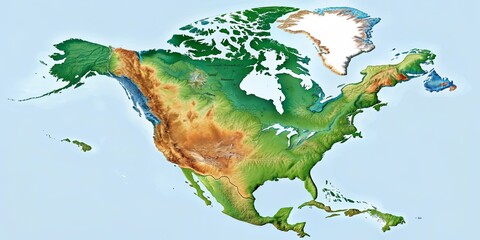 High resolution map of North America showcasing geographical details