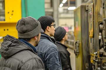 Students exploring a museum, looking at dinosaur fossils and historical artifacts while taking notes