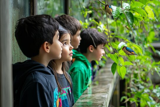 Students touring a zoo, observing animals in their habitats and attending educational presentations