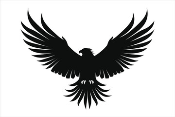 Eagle silhouette  on a White Background, Flying, landing, soaring Eagle Silhouette