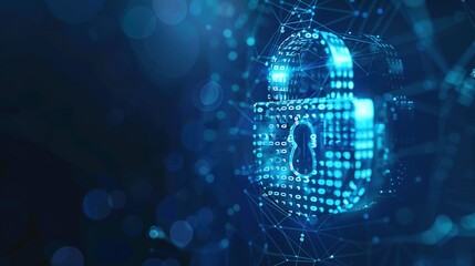 Obraz premium Digital Lock with Binary Code and Network Connections