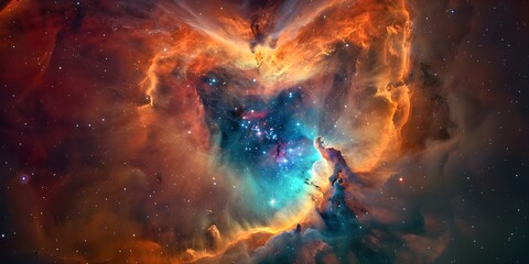 Astro photography space nebula in heart shape
