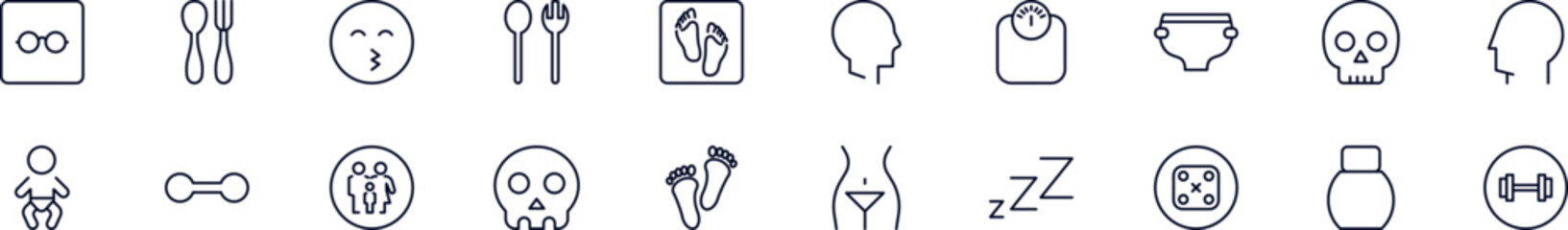 People outline icons bundle. Editable stroke. Simple linear illustration for web sites, newspapers, articles book