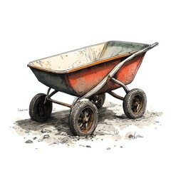 Vintage Construction Site Wheelbarrow