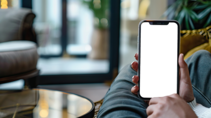 Person using phone in a cozy indoor setting