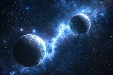 Obraz premium Space cosmic illustration with planets scene created with Generative AI