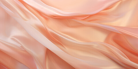 Obraz premium Abstract background of soft peach-colored fabric with a smooth texture and subtle folds, creating a luxurious and elegant feel.
