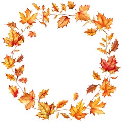 Fototapeta premium Round autumnal leaves frame isolated