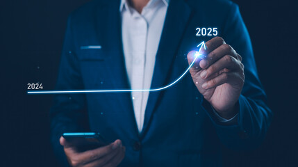2024 to 2025 business financial plan market concept, performance of profit growth on 2024,...