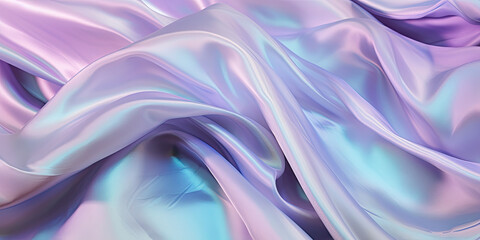 Fototapeta premium A close up photo of iridescent fabric with smooth, shiny, and flowing textures.