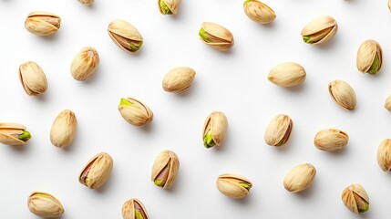 Pattern of pistachios isolated on a white background 