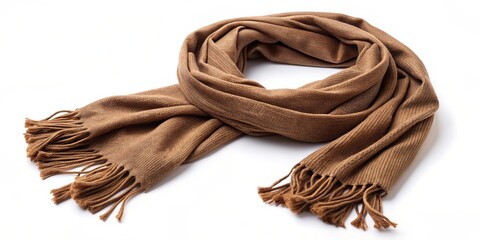Brown scarf perfect for winter fashion isolated on background