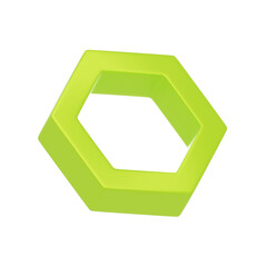 green hexagon shape 3d illustration