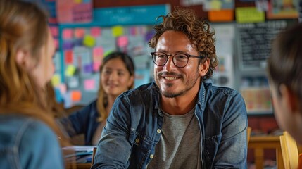 Fototapeta premium Engaged Adult Students in a Language Class Setting
